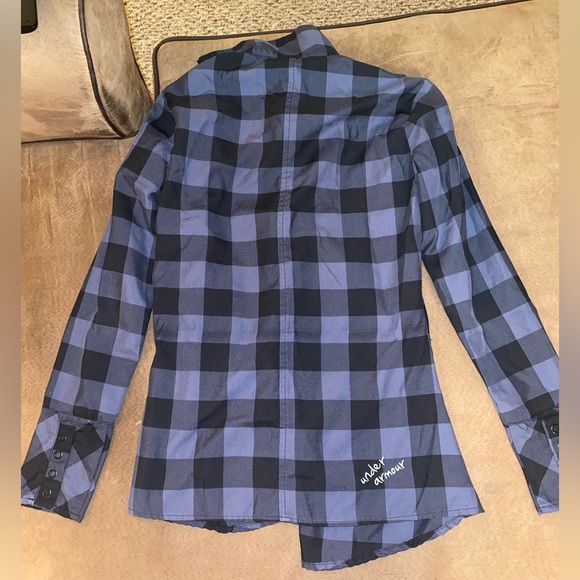 Women’s Small Under Armour black/navy plaid zip up - Picture 2 of 5